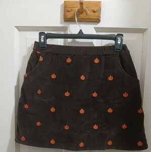 Gymboree Brown Corduroy Skirt with Pumpkin Print, EUC